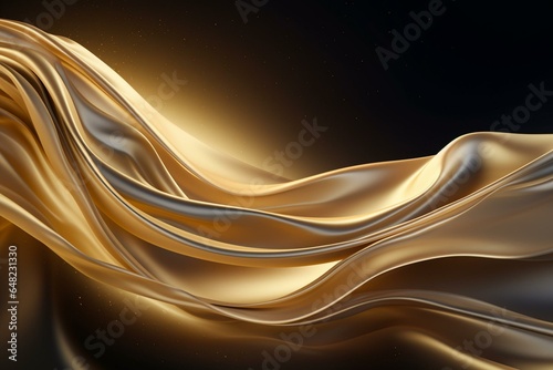 Elegant golden drapery background composed of 3D rendered particles. Generative AI