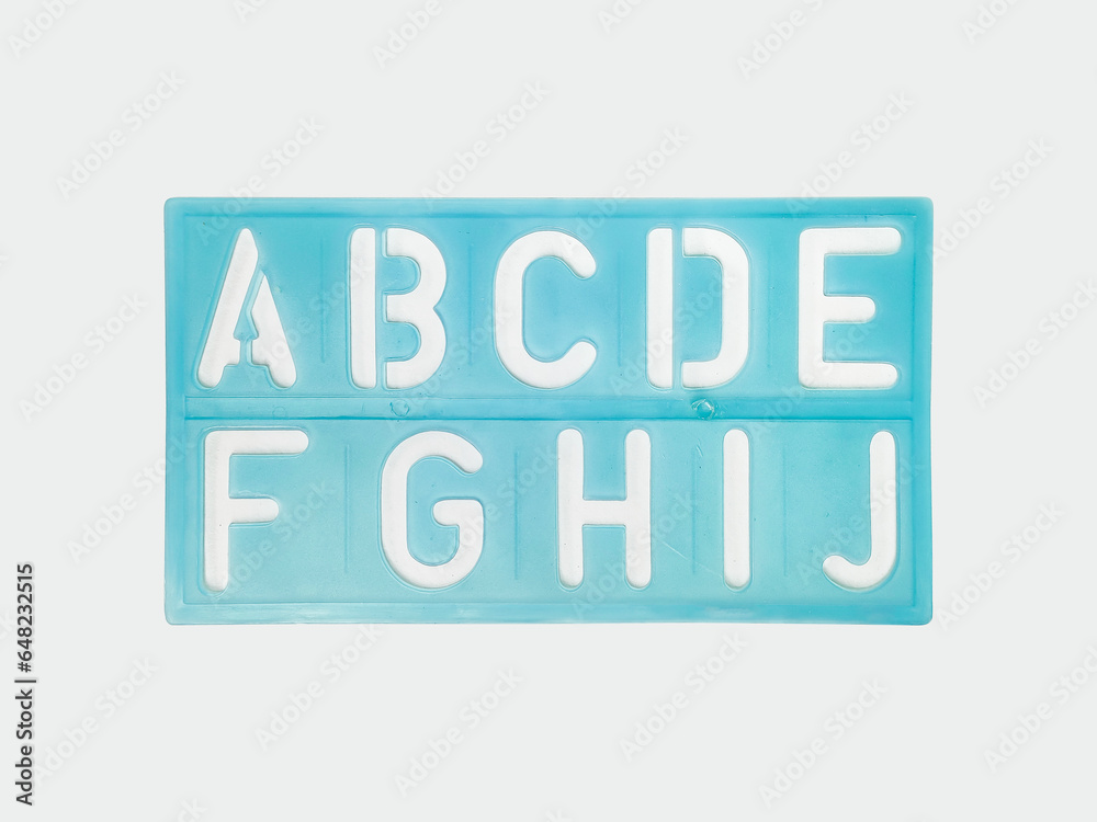 blue alphabet ruler on white background. classic alphabet and number molding ruler blue alphabet ruler on white background. classic alphabet and number molding ruler