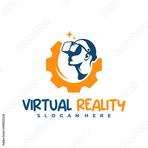 Gear Virtual Reality logo design Template. Creative Virtual Reality logo vector illustration.