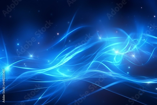 Abstract blue background with glowing electromagnetic flux. Generative AI