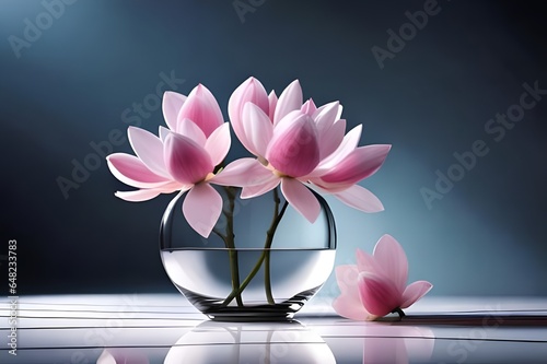 pink lotus flower in vase photo