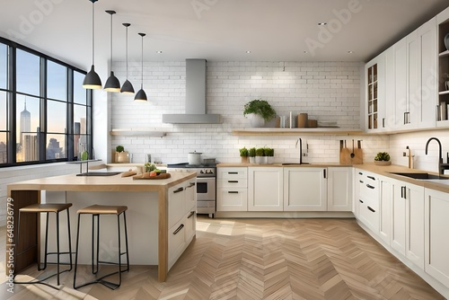 modern kitchen interior with kitchen furniture