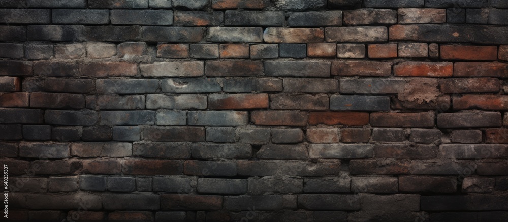 Texture of an aged brick wall with a black background