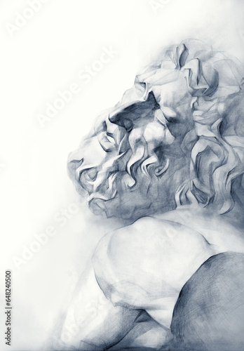 Photography Pencil drawing. Sculpture of Laocaon