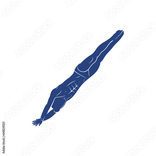 Synchronized Diving vector illustration design. Springboard Platform Diving Silhouette. Sport Athletes design template.