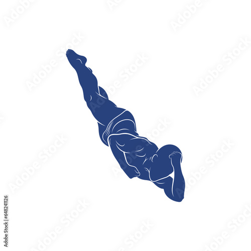 Synchronized Diving vector illustration design. Springboard Platform Diving Silhouette. Sport Athletes design template.
