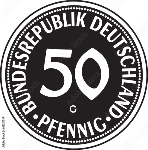 50 pfennig coin deutschland 1950 vector design