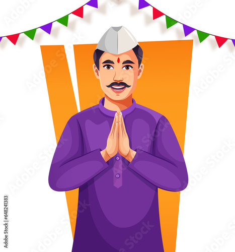 Indian Marathi Man Showing Namaste or welcome gesture