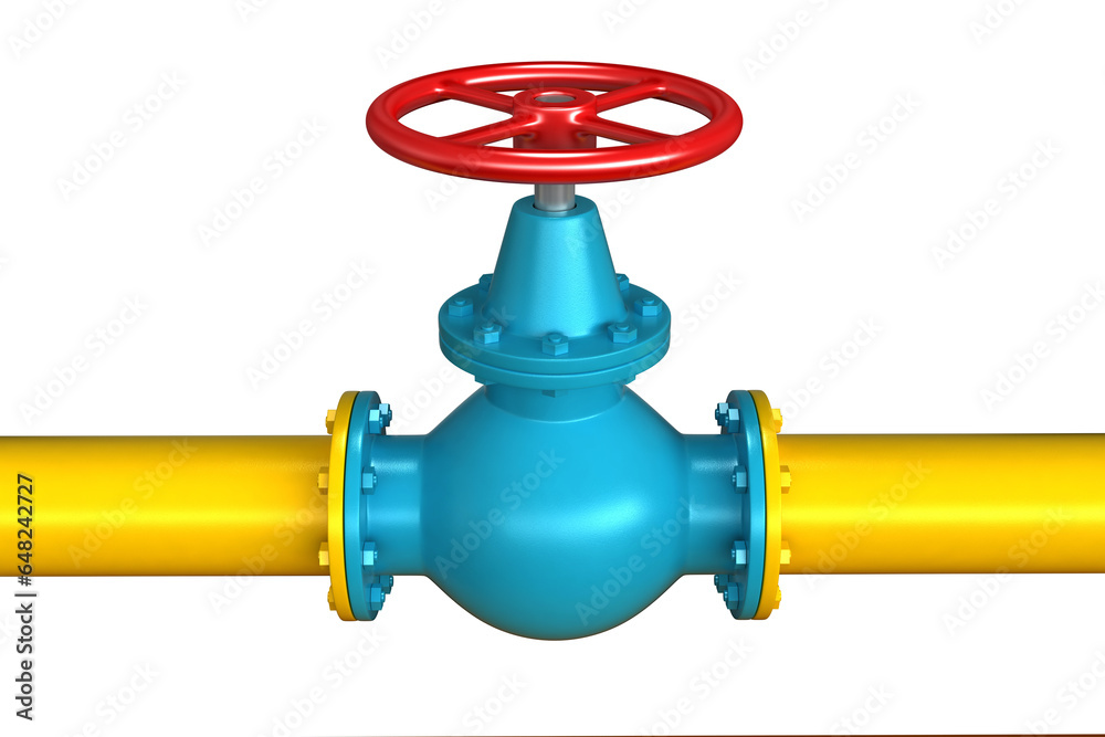 3d render of gas tap with pipeline 3d render of gas tap with pipeline