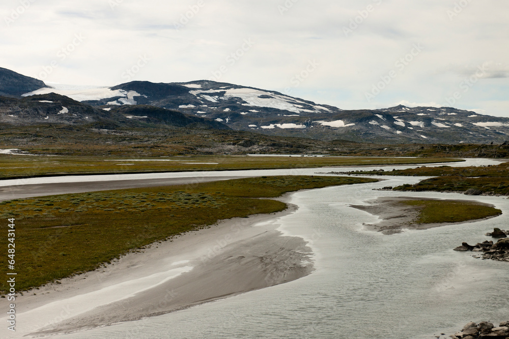 Waterways And Snow On The Mountains; Highlands, Norway Waterways And Snow On The Mountains; Highlands, Norway