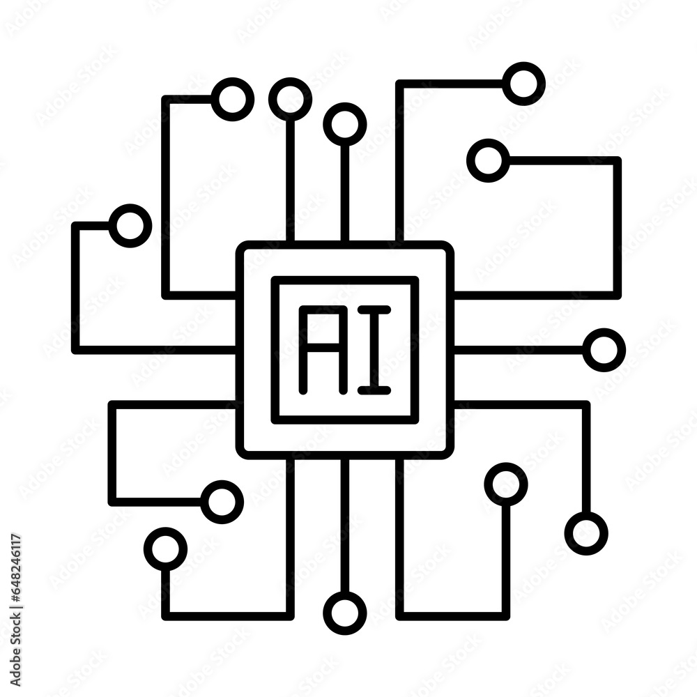 outline AI icon on white background, icon design for apps, presentation, banner, sign, symbol, logo. Artificial intelligence icon concept. vector illustration. outline AI icon on white background, icon design for apps, presentation, banner, sign, symbol, logo. Artificial intelligence icon concept. vector illustration.