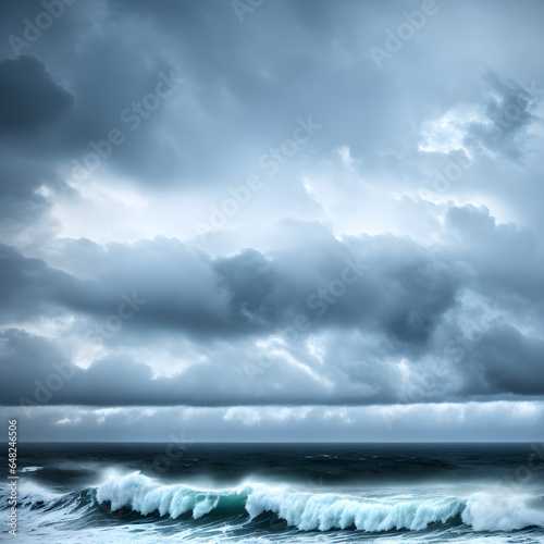 hurricane storm on the sea coast. Dangerous sea. Cyclone. Storm in the ocean. generative AI