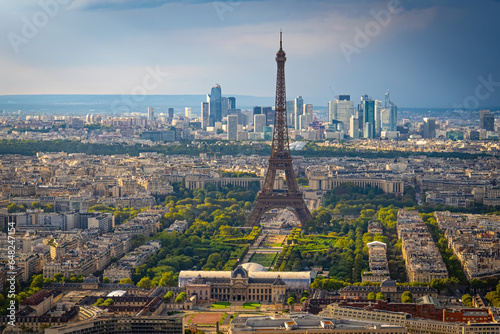 The famous Eiffel Tower in Paris - aerial view over the city - travel photography in Paris France © 4kclips