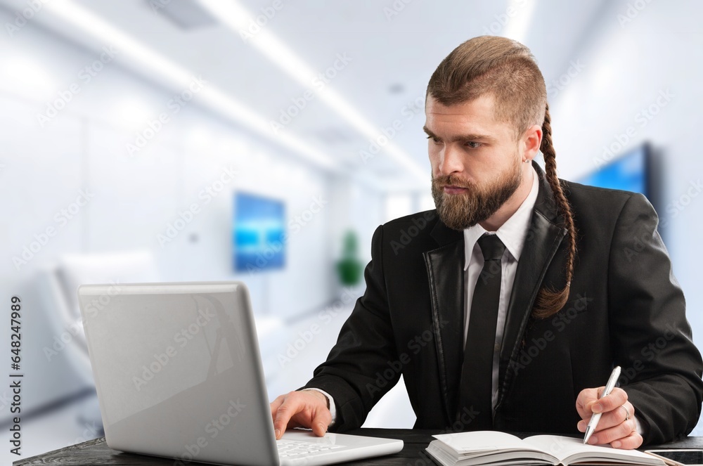 Young businessman using a computer in office, Young businessman using a computer in office,