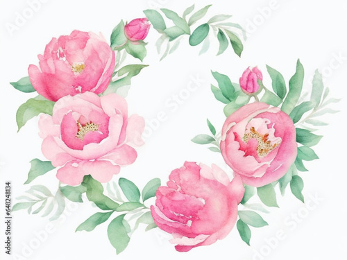  Circle Frame floral wreath watercolor