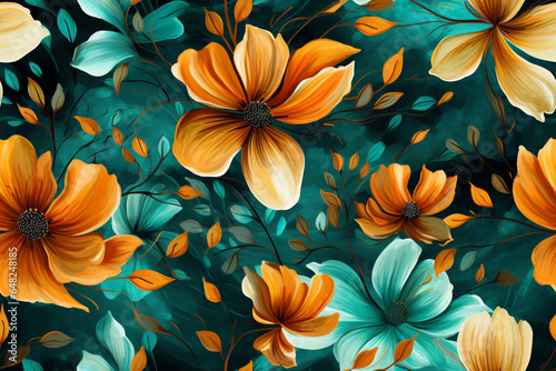 colorful wild flowers image with flowers watercolor wallpapers  in the style of dark turquoise and light amber  swirling   Airbrush