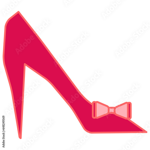 Pink woman shoe with a bow illustration, red	
