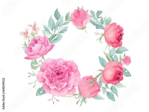  Circle Frame floral wreath watercolor
