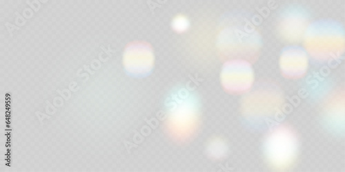 Rainbow glare reflection effect, set of vector glowing sparkles. Crystal reflections of a diamond. Optical rainbow lights, glare, leaks, overlap. Glare with transparent effects.
Crystal, prism.