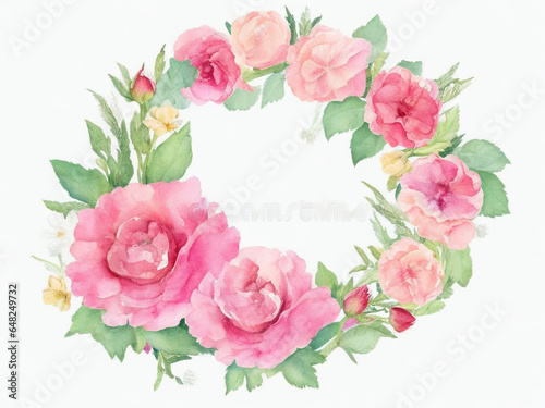  Circle Frame floral wreath watercolor