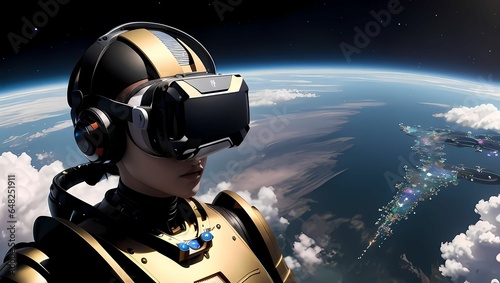 科学技術が進歩した近未来のメタバース空間を表現したSFのようなAIイラスト（AI生成画像）
