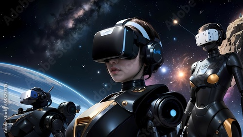 科学技術が進歩した近未来のメタバース空間を表現したSFのようなAIイラスト（AI生成画像）
