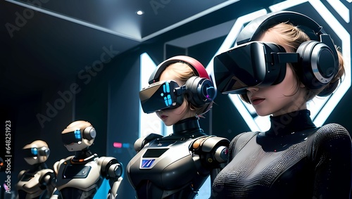 科学技術が進歩した近未来のメタバース空間を表現したSFのようなAIイラスト（AI生成画像）
