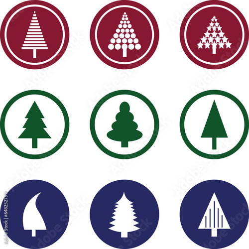 set of vector christmas tree icons