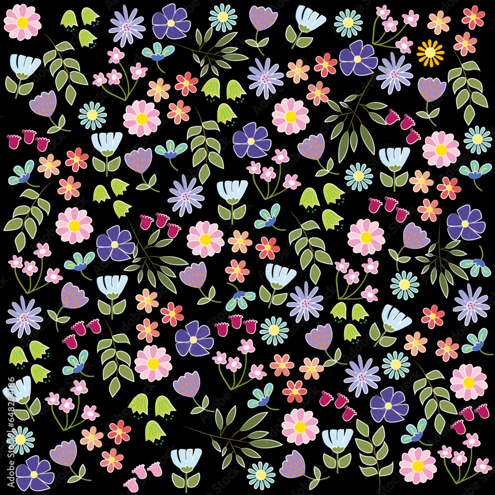 Fondo floral sobre negro. Fondo floral sobre negro.