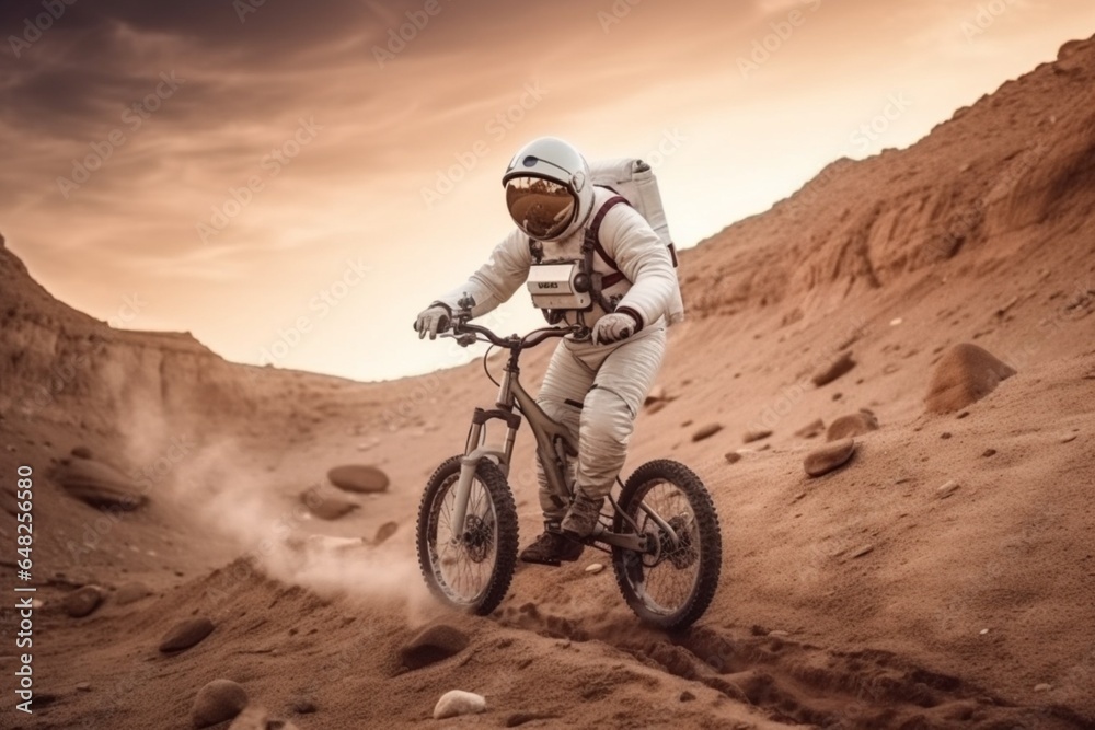Astronaut outer space rides mountain cycling bike pictures AI Generated art Astronaut outer space rides mountain cycling bike pictures AI Generated art