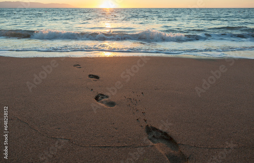The sun sets in the distance in banderas bay; Puerto vallarta mexico