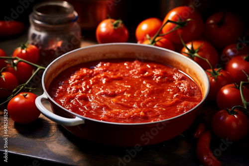 tomato sauce cookbook photography Michelin guide plate, generative ai