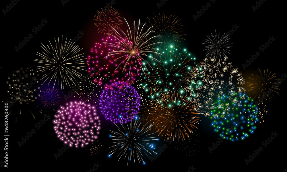 Fototapeta premium Colorful fireworks background