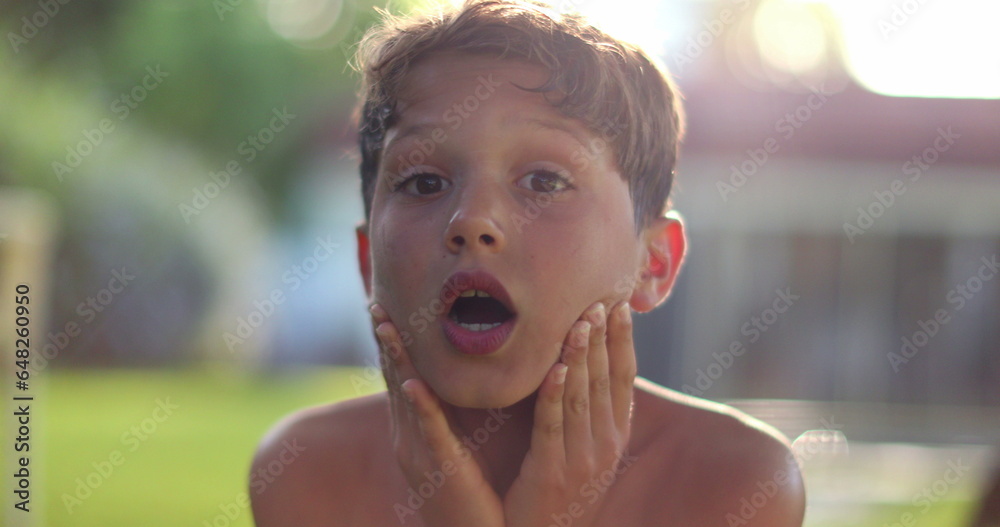 Child boy SHOCK reaction with despair. Emotional kid reacting with confusion Child boy SHOCK reaction with despair. Emotional kid reacting with confusion