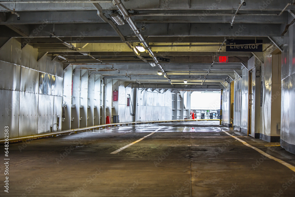 The Empty Deck Of A Passenger Ferry; British Columbia, Canada The Empty Deck Of A Passenger Ferry; British Columbia, Canada