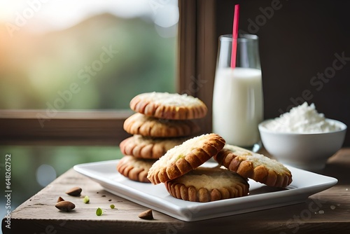 Coconut Cookies with Milk Generated Ai