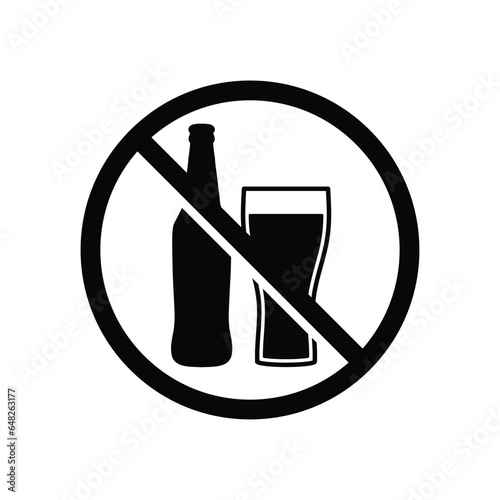  No beer vector. Not allow   beer bottle. The red circle prohibiting sing 