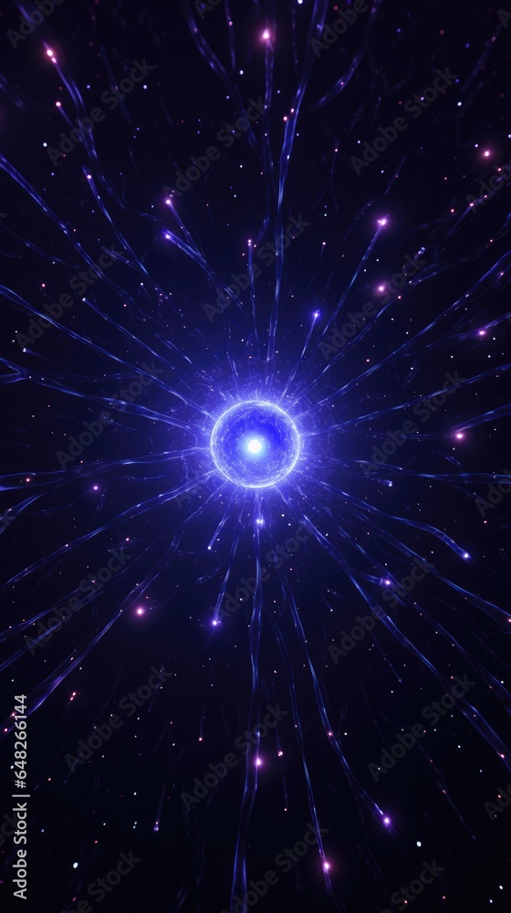 Naklejka premium Vertical Format Illustrated Violet Purple Atomic Molecule