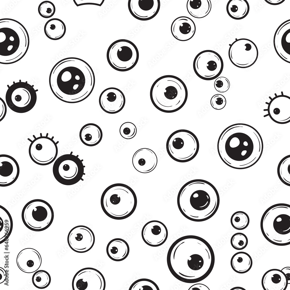 
Seamless pattern for Halloween projects. Vector illustration with graphic eyes on a white background