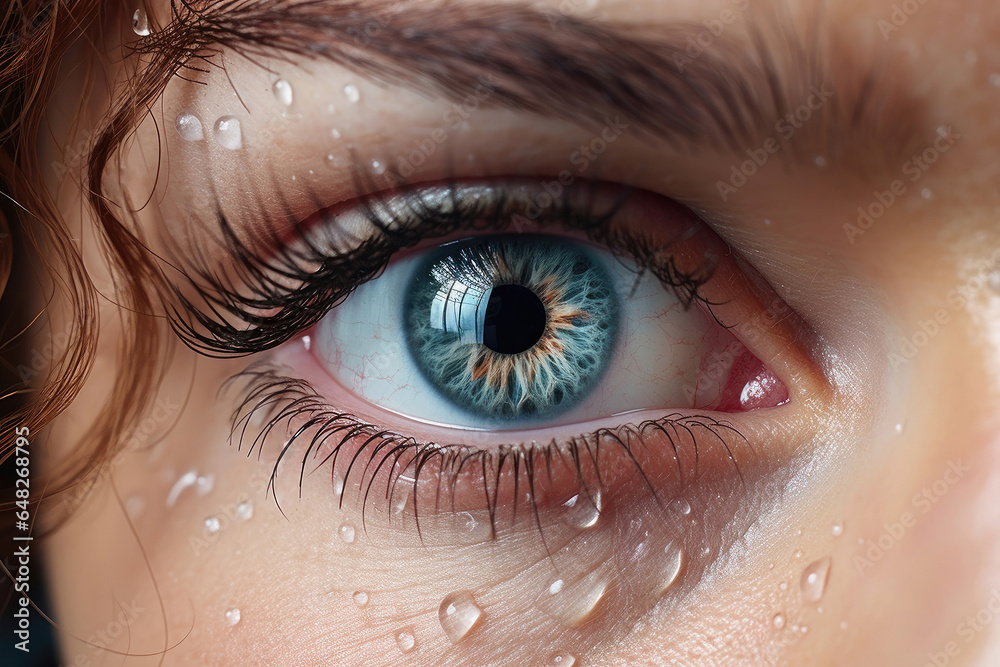 Close up of a beautiful female blue eye