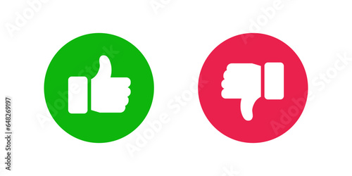 Thumb up and thumb down icon. Good and bad rating. Social media concept. Like and dislike symbols. Vector illustration.