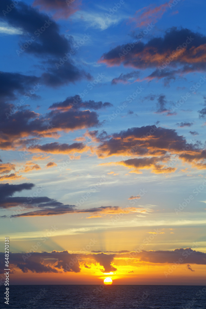 Colourful Sunset At Keawekapu Beach; Kihei, Maui, Hawaii, United States Of America Colourful Sunset At Keawekapu Beach; Kihei, Maui, Hawaii, United States Of America