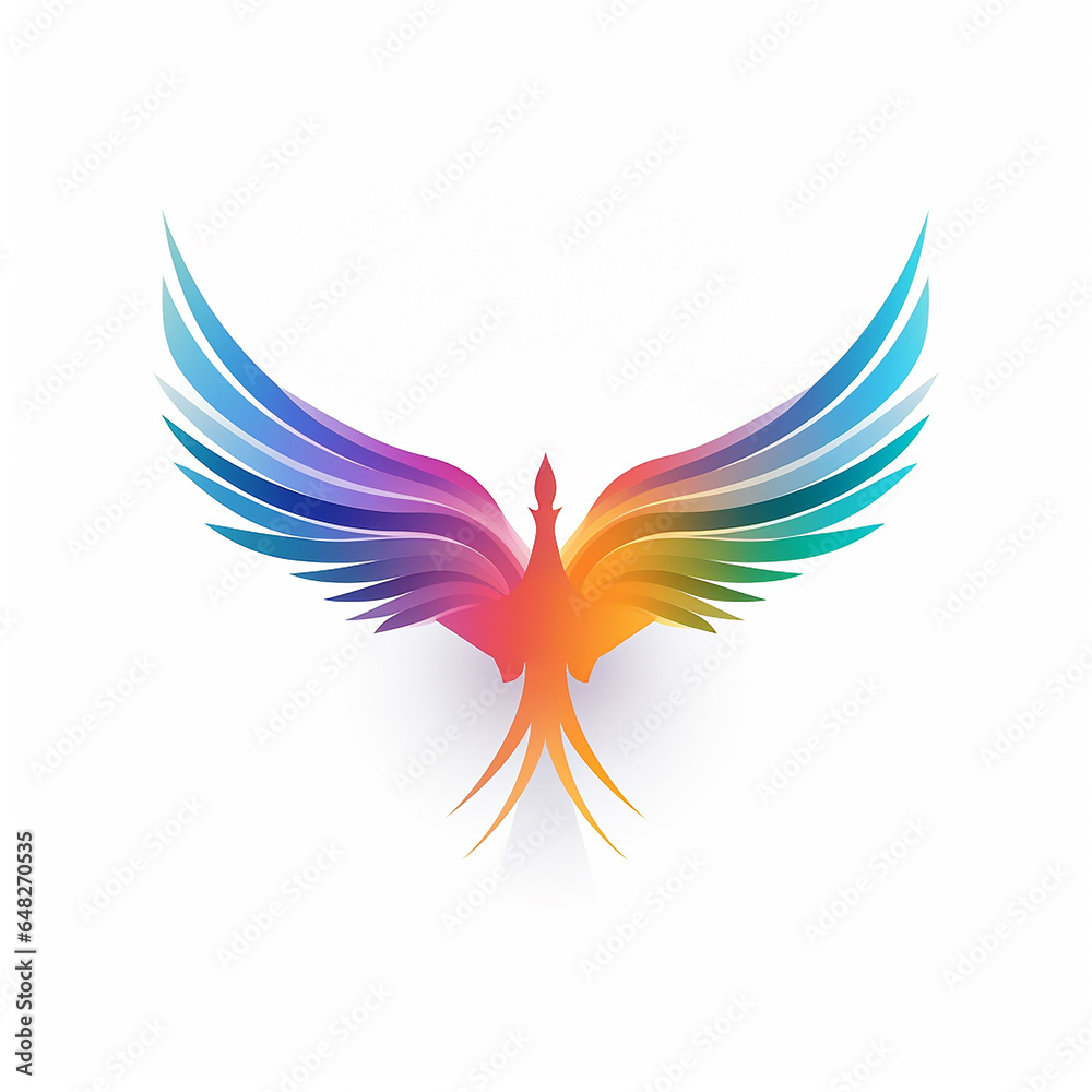 Flying wings bird logo abstract design generative ai 
