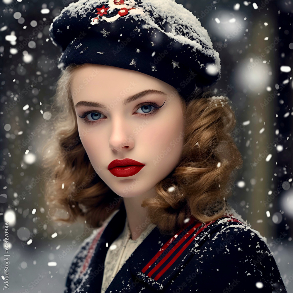 portrait of a woman in winter beret 