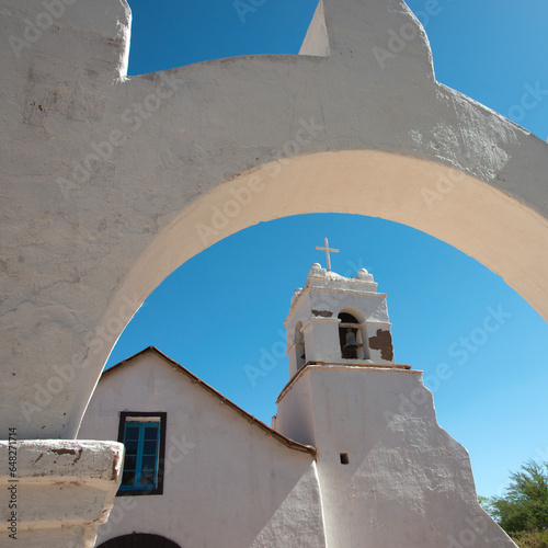 San Pedro De Atacama Church With Archway And Cross; San Pedro De Atacama, Antofagasta Region, Chile photo