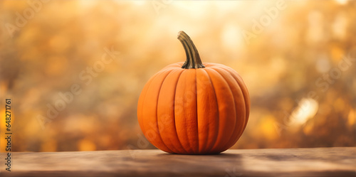 Autumn pumpkin on the table. AI Generated