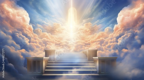 Heaven's Gateway, Staircase to Ethereal Light, staircase suspended in heavenly clouds