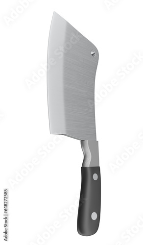 Realistic butcher cleaver machete on transparent background in 3D rendering