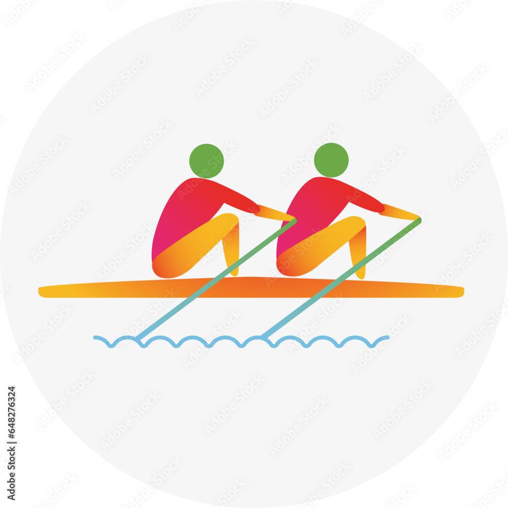 Rowing competition icon. Colorful sport sign.