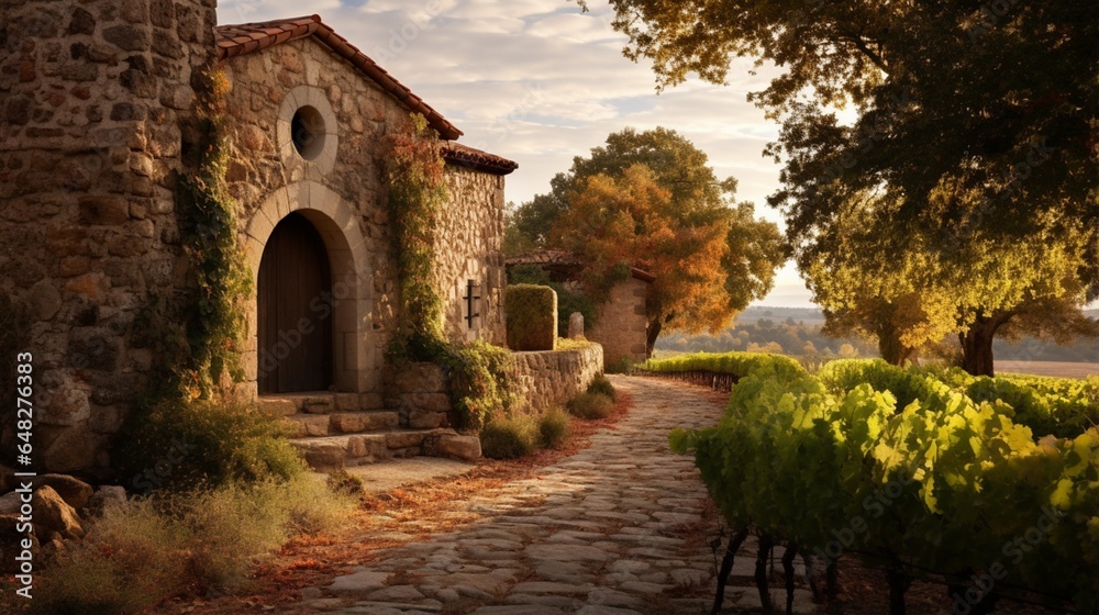 the beauty of a family-owned vineyard with a historic stone wine cellar
